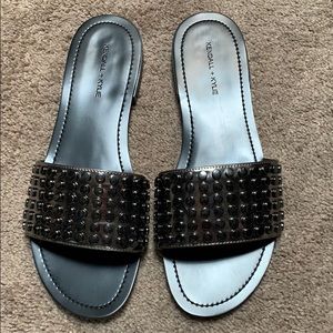 Kendall + Kylie chrome/studded sandals